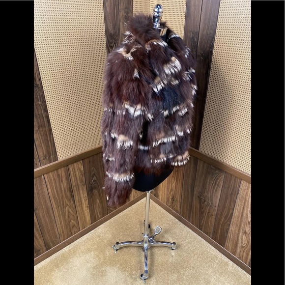 DYED MULTI-COLOR DENMARK FOX PEICES FUR JACKET - Picture 3 of 11